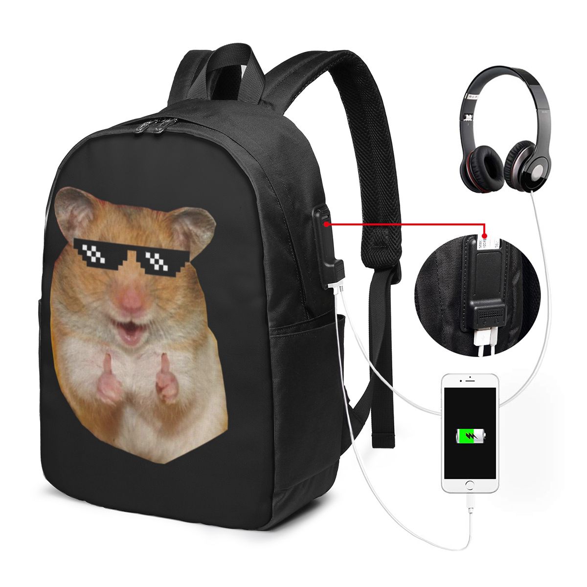 Women Bags For Travel - 재미있는 햄스터 배낭 여행 노트북 가방