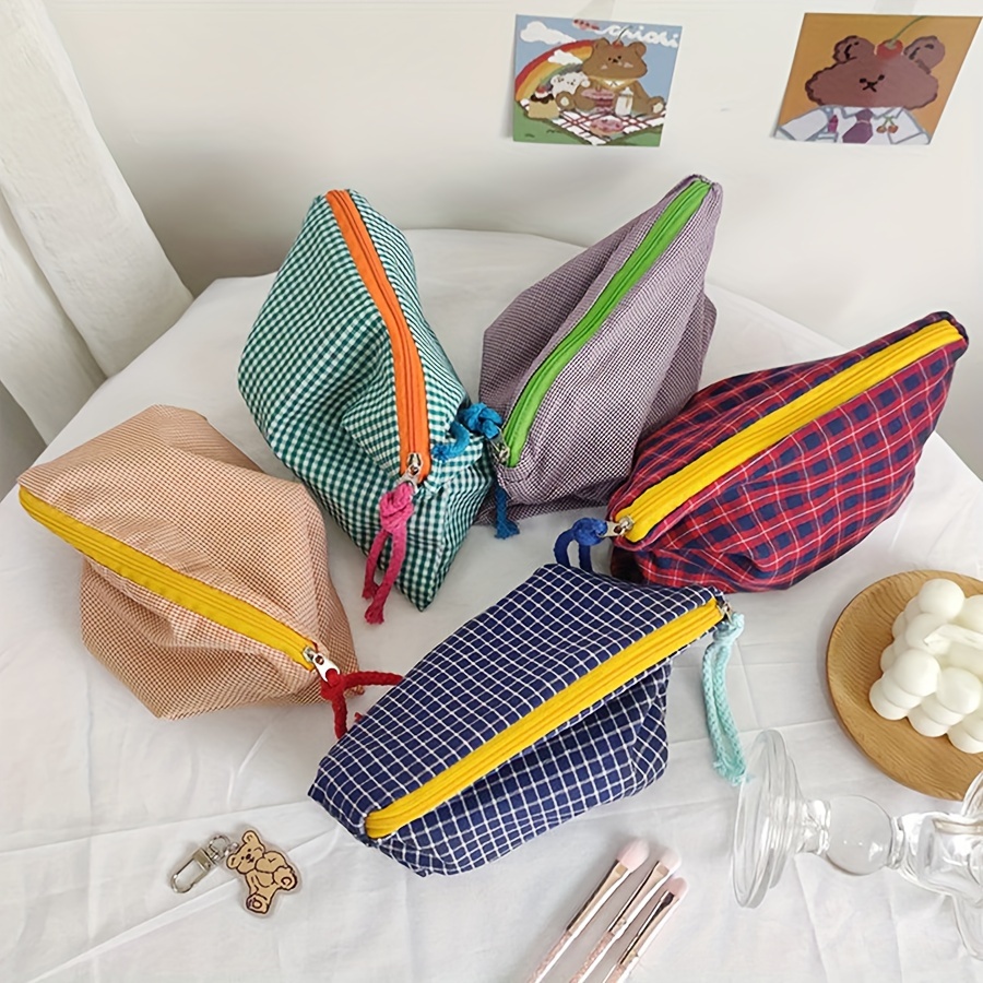 Women Bags In Sale - 핫세일 여성 체크무늬 화장품 파우치 대용량
