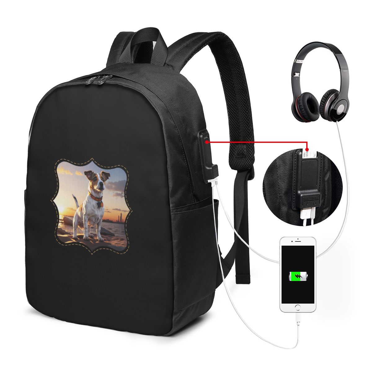 Women Bags For Travel - 일몰 시에 잠자는 잭 러셀 개