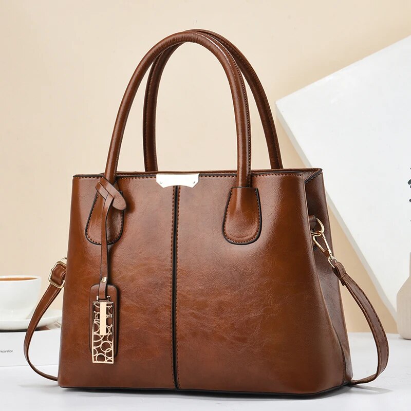 Women Hand Bags For Office - 여성용 레트로 단색 핸드백, 우아한 PU