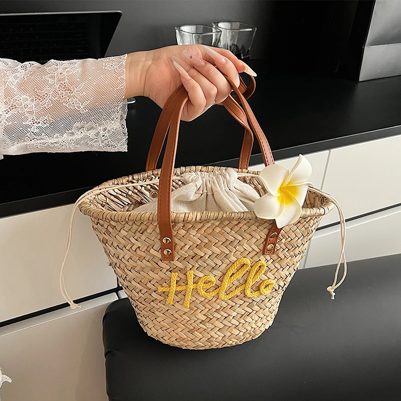 Basket Bag Wicker - 캐주얼 고리 버들 짠 바구니 가방