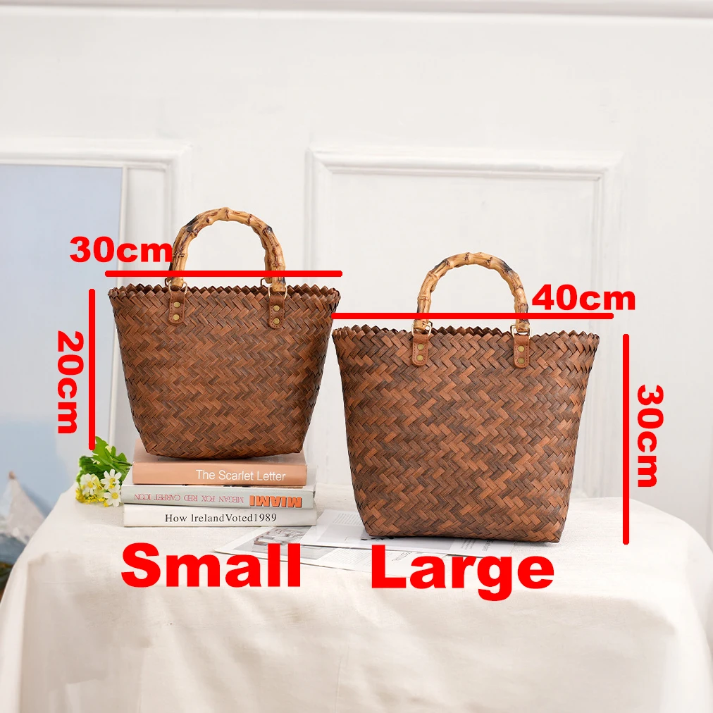 빈티지 Bamboom 핸들 등나무 여성 핸드백 고리버들 - Basket Bag Wicker 리뷰 및 가격
