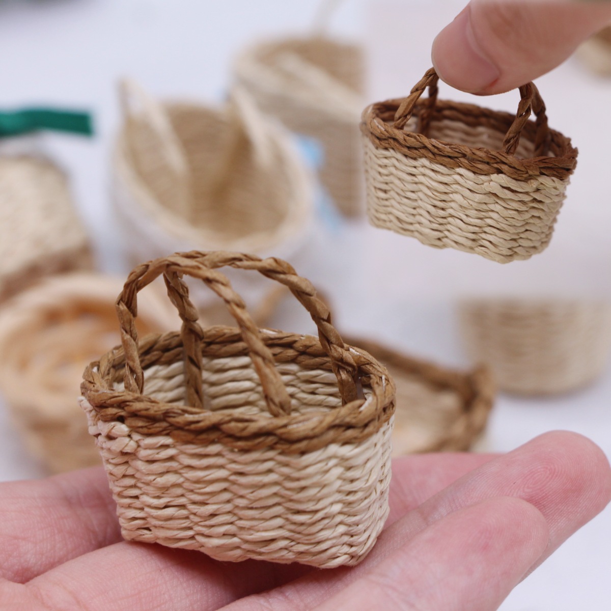 1Pc 인형 집 손으로 짠 Lafite 잔디 휴대용 바 - Basket Bag Wicker 리뷰 및 가격