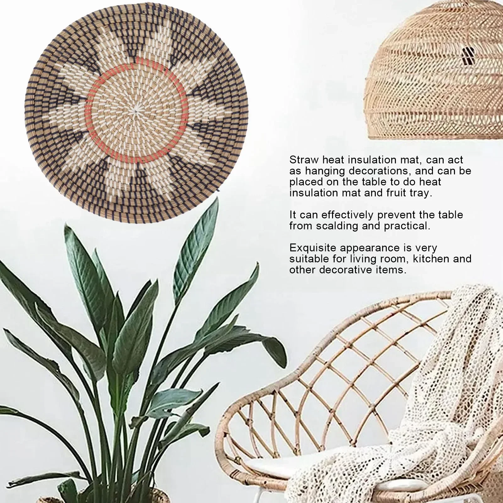 원형 풀벽 장식품 35cm 지름 손뜨개 걸이형 직조 벽 - Basket Bag Wicker 리뷰 및 가격