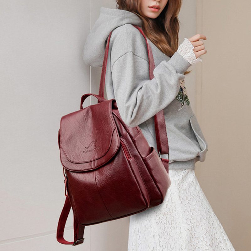 빈티지 소프트 가죽 여성용 백팩 9가지 색상 캐주얼 여 - Women Bags In Sale 리뷰 및 가격