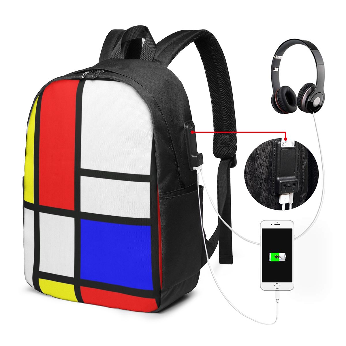 Piet Mondrian Composition 배낭 여 - Women Bags For Travel 리뷰 및 가격