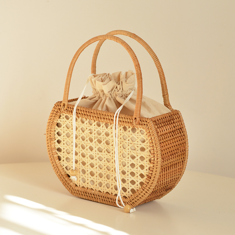 캐주얼 할로우 라탄 바구니 가방, 위커 우븐 핸드백,  - Basket Bag Wicker 리뷰 및 가격