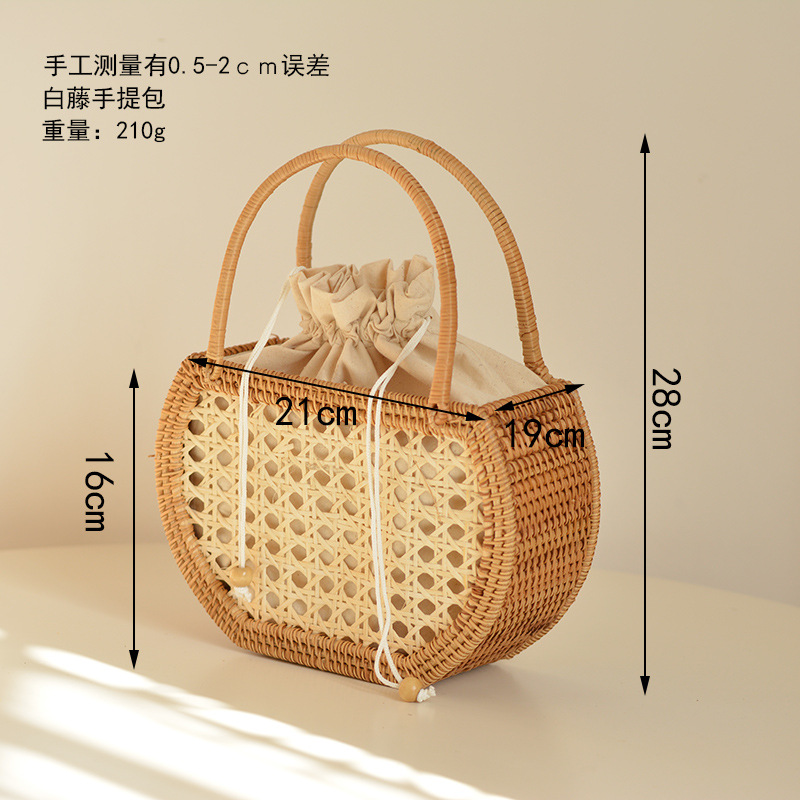 캐주얼 할로우 라탄 바구니 가방, 위커 우븐 핸드백,  - Basket Bag Wicker 리뷰 및 가격