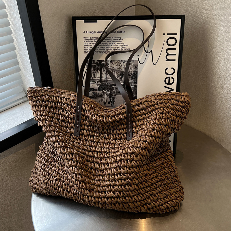 짚으로 엮은 토트백, 캐주얼한 스타일, 넉넉한 수납 공 - Women Bags Offers 리뷰 및 가격