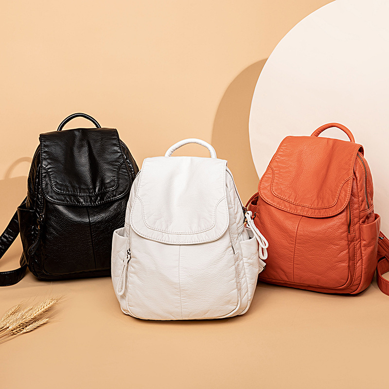 여성용 배낭 화이트 워싱 가죽 배낭, 십대 소녀용 소형 - Women Bags In Sale 리뷰 및 가격