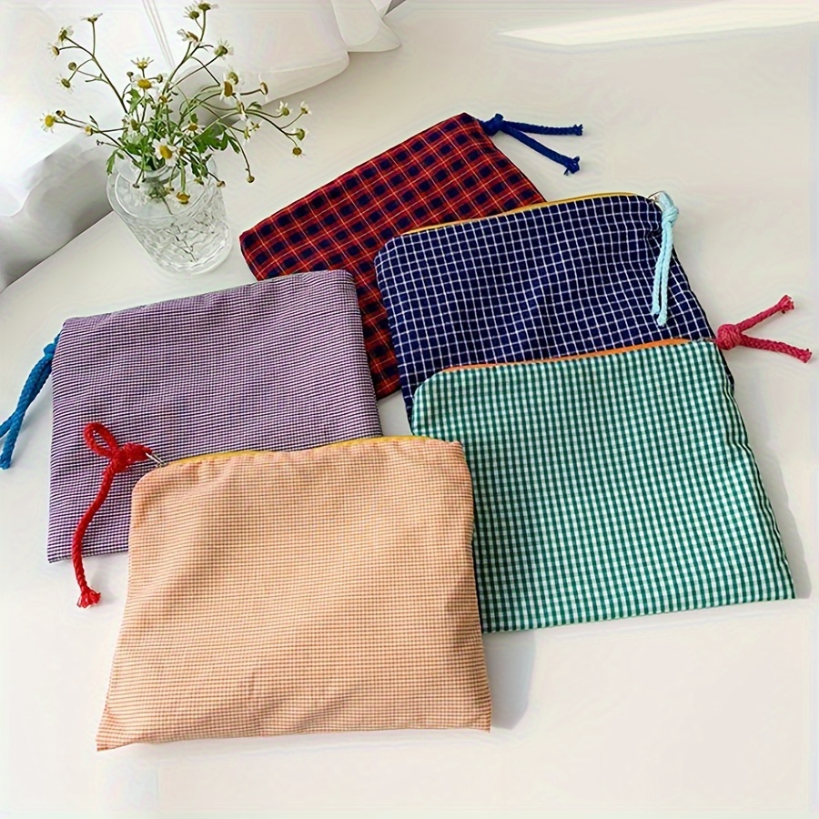 핫세일 여성 체크무늬 화장품 파우치 대용량 코튼 지퍼  - Women Bags In Sale 리뷰 및 가격