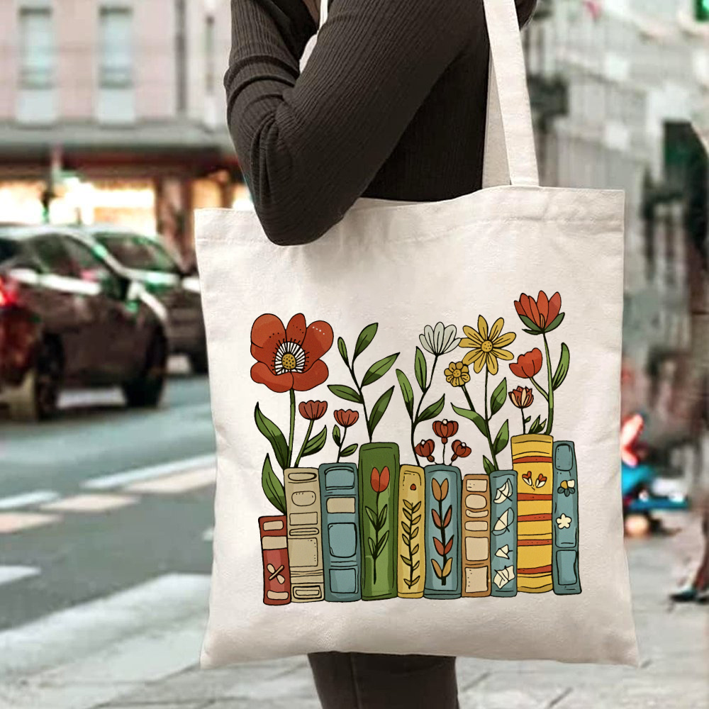 책꽂이 프린트가 있는 토트백, 대용량, 여성용, 쇼핑, - Women Hand Bags For Office 리뷰 및 가격