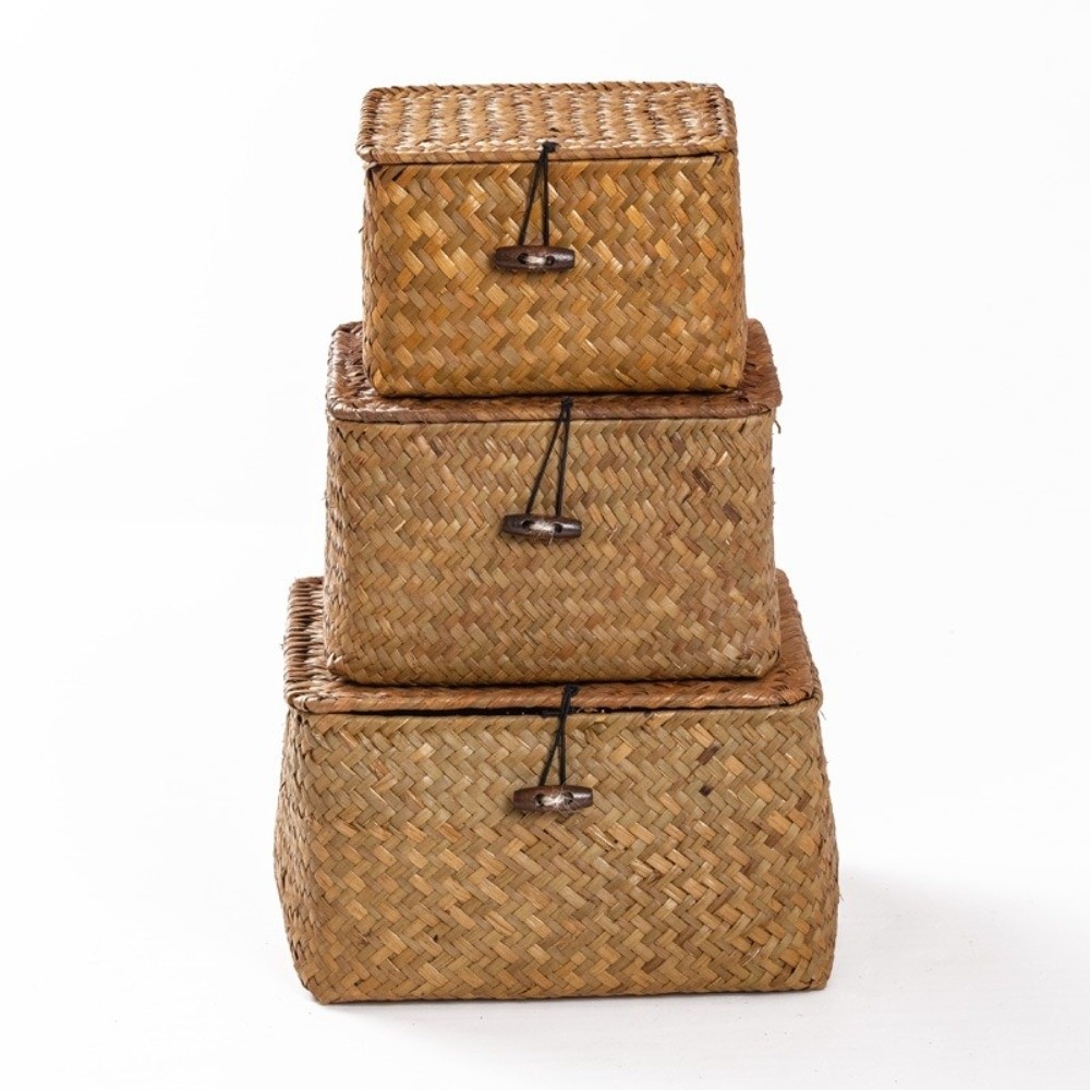 친환경 해초 위커 선반 바구니 뚜껑이 있는 직사각형 수 - Basket Bag Wicker 리뷰 및 가격